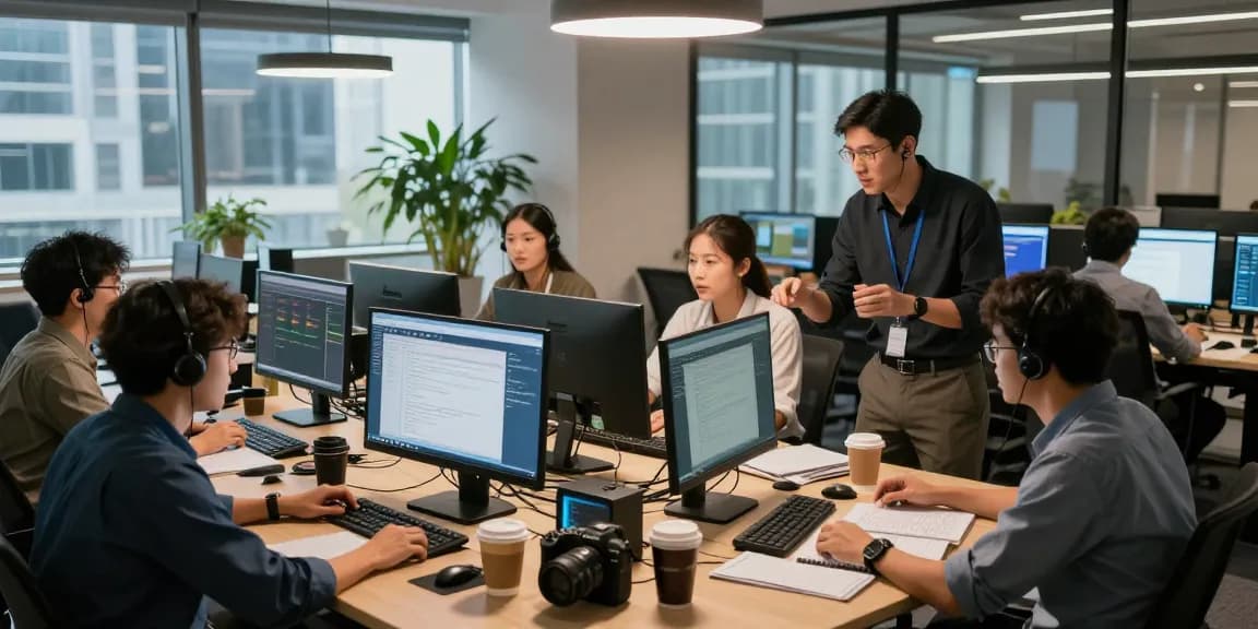 What is the best IT support company in London? Team of professionals collaborating in a modern office for effective IT solutions.