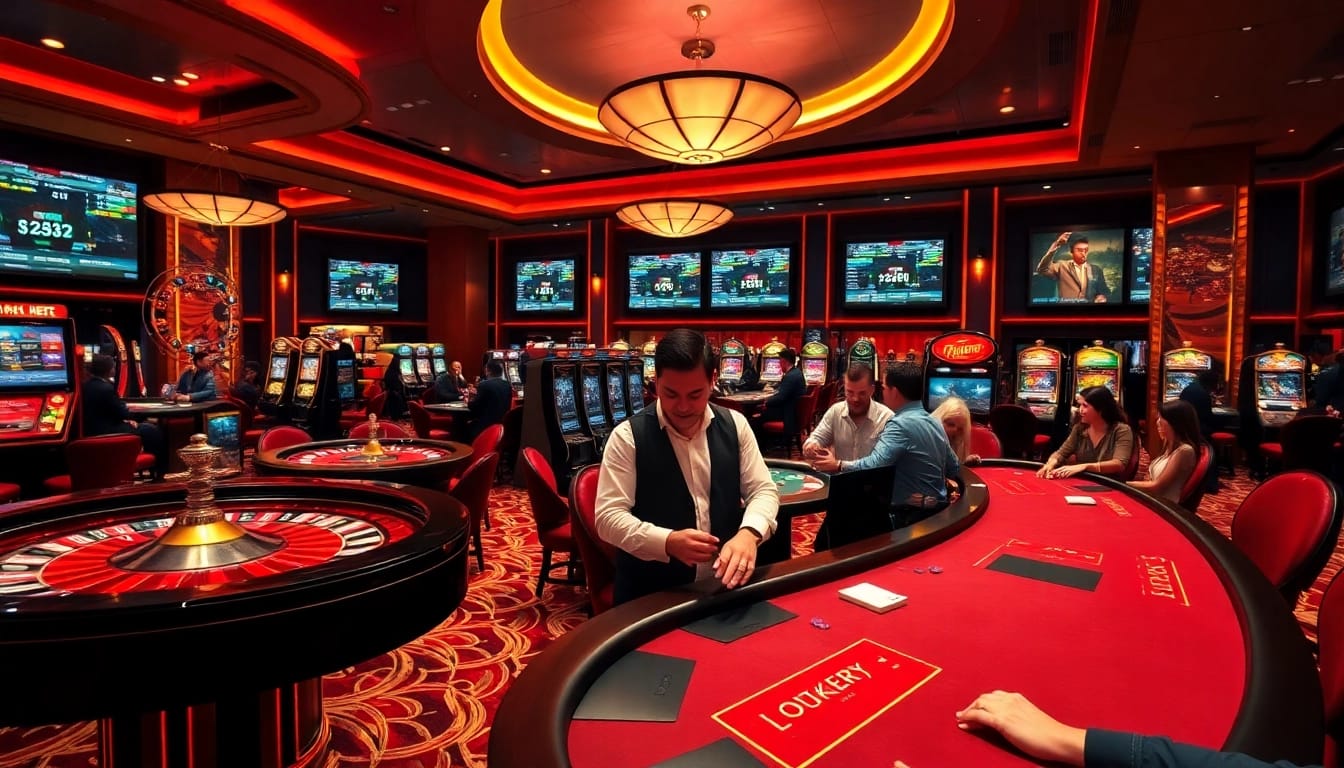 Experience luxury gambling at luck8's vibrant casino with roulette, poker, and slot machines.