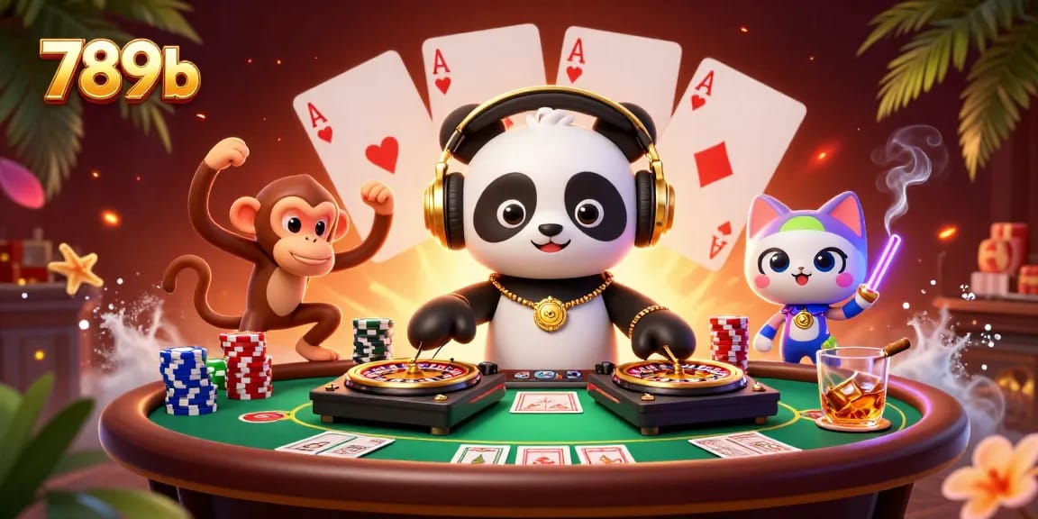 Experience thrilling entertainment with 789b at a vibrant 3D casino scene featuring engaging characters and games.