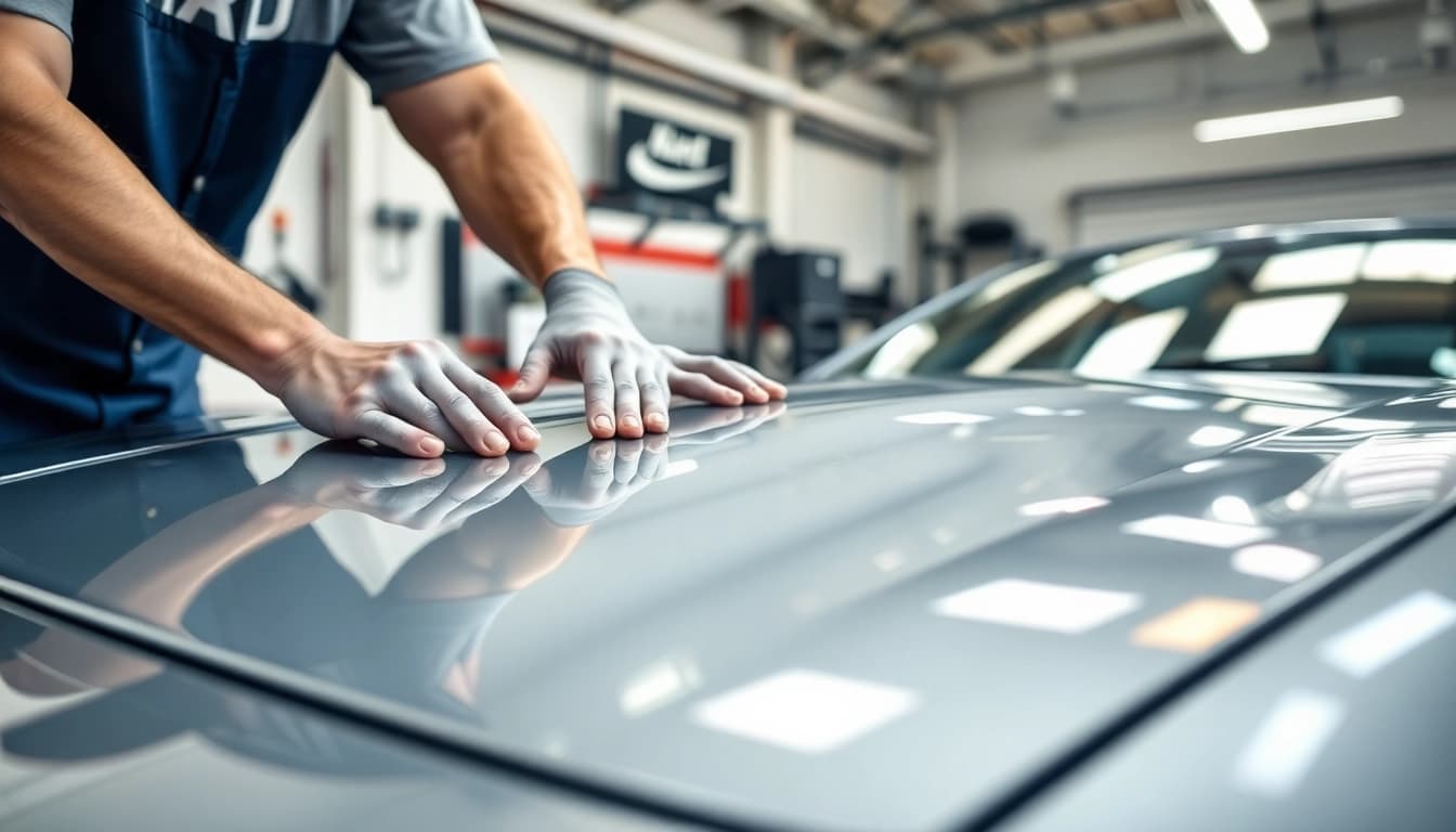 PPF Chattanooga applied by a professional technician in a bright garage setting.