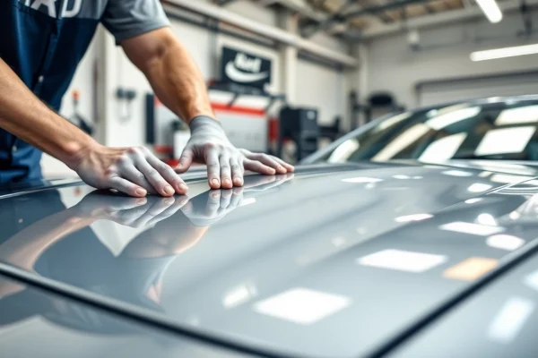 PPF Chattanooga applied by a professional technician in a bright garage setting.