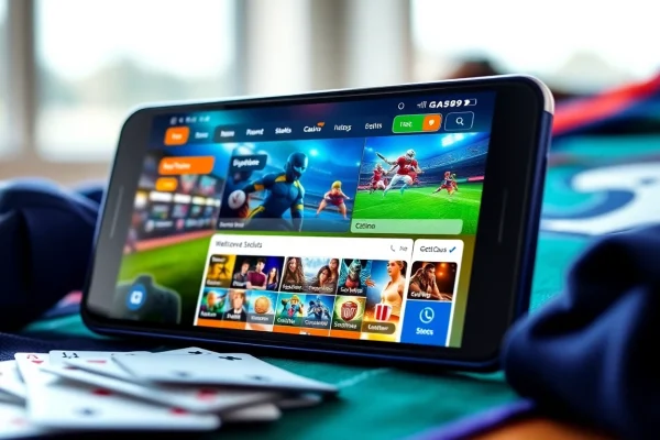 Engaging visual of the Ga6789 mobile app showcasing link ga6789 for online gaming and sports betting.