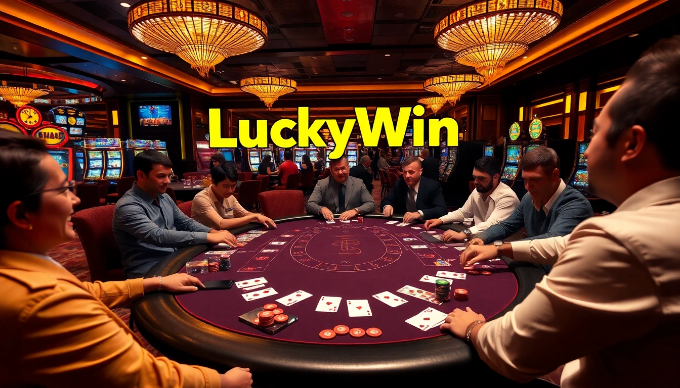 Experience the thrill of luckywin at a luxurious casino poker table filled with excitement.